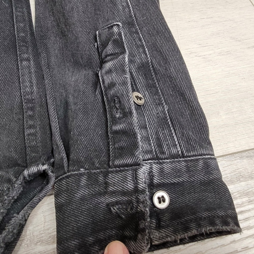 🧥IRO ROEL Shacket Men's L Denim Shirt Jacket Overshirt Black Grunge Streetwear - Picture 10 of 16